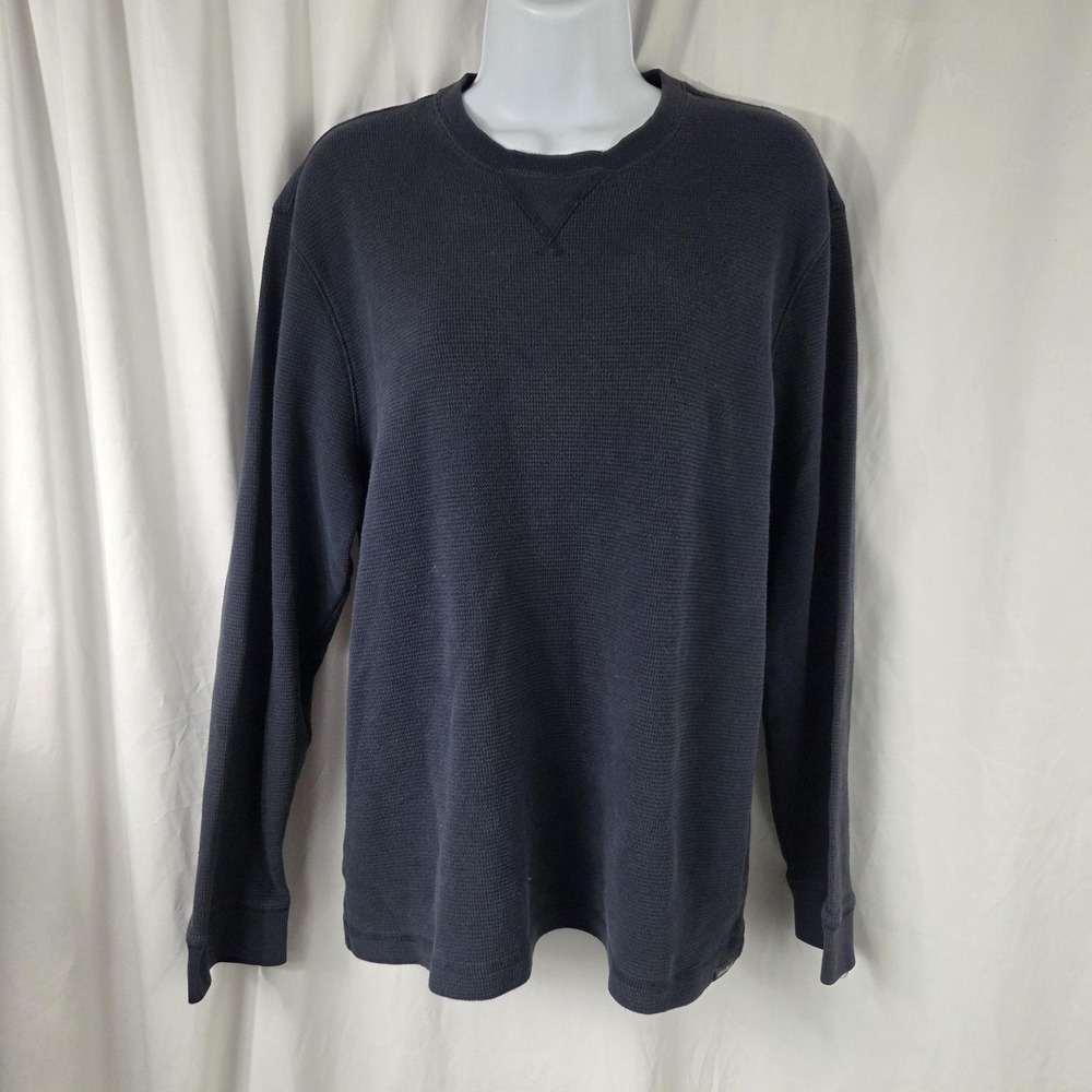 Eddie Bauer Shirt Mens Large Blue Thermal Long Sleeve Tagless Tee Top Casual